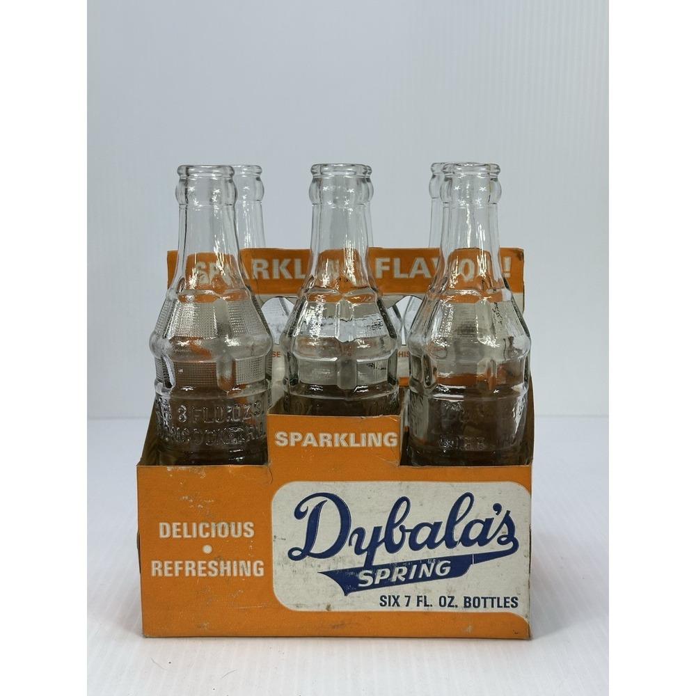 Vintage Dybala's Spring‎ Sparkling Flavor 6 Bottles 7 oz Soda Cardboard Carrier